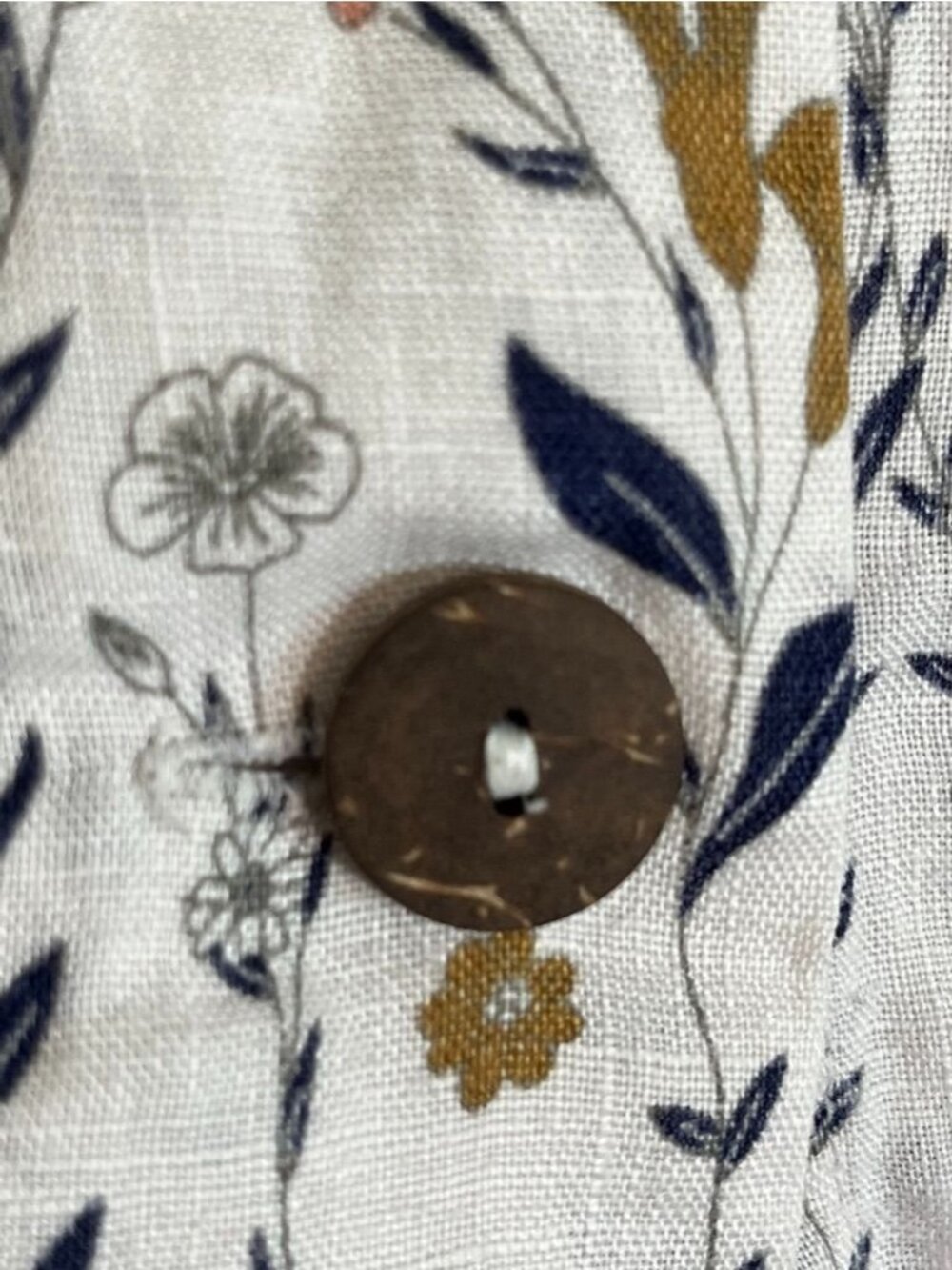 Colorful Floral Linen Top M Boho Indie Folk Hippie Earthy Granola Chic Artsy - Picture 9 of 9